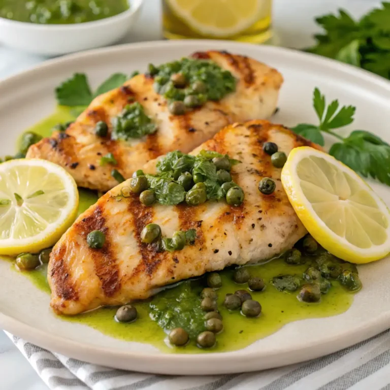 grilled chicken piccata with lemon caper