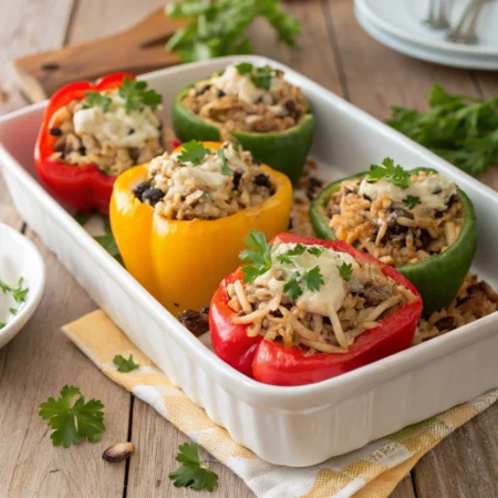 Chicken and Wild Rice Stuffed Peppers