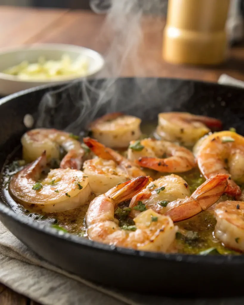 shrimp-sizzling-in-a-skillet